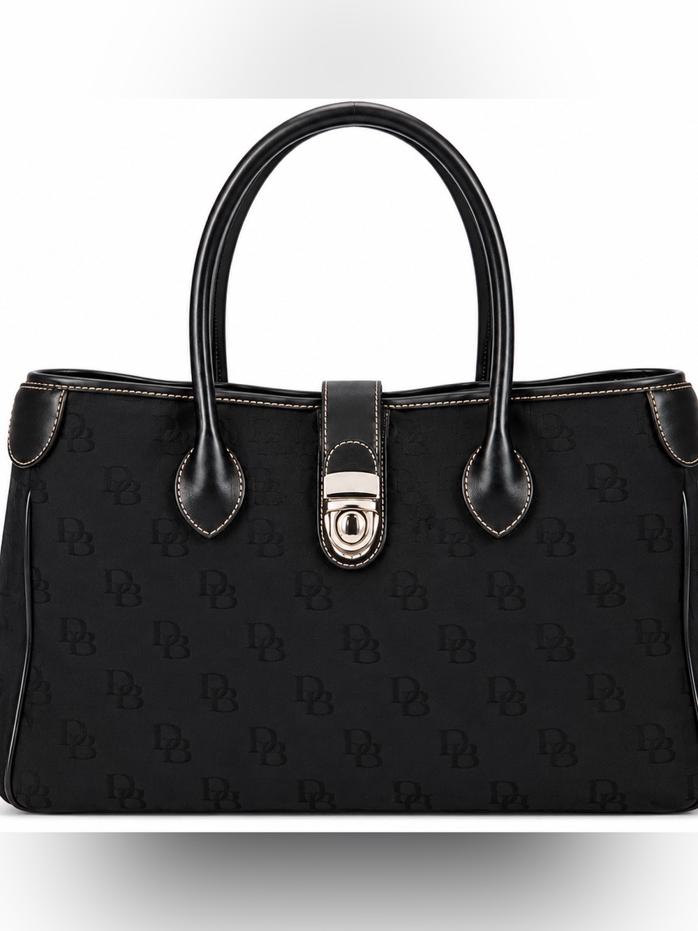 Vintage Dooney & Bourke Black Signature Jacquard Tote Bag
